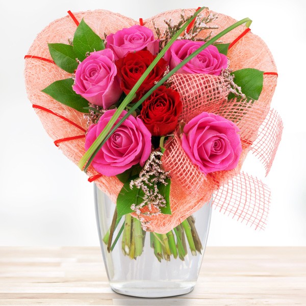Rosen-Blumenstrauß-personalisierte Hochzeit Herz-Aufkleber
